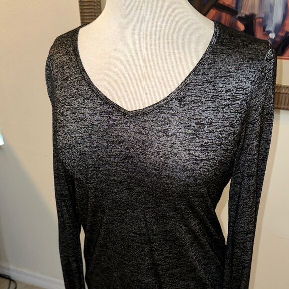 WHBM Black/Silver Long Sleeve Top Size XS - Picture 4 of 9